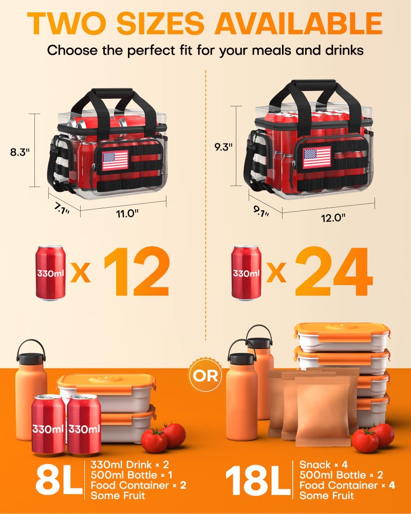 HOTOR Lunch Box for Men & Women - Insulated Lunch Bag with Multiple Pockets, Tactical Cooler Bag for Work, Hiking, Camping, Fishing, Travel, Black, 11.0" x 8.3" x 7.1" - Image 5