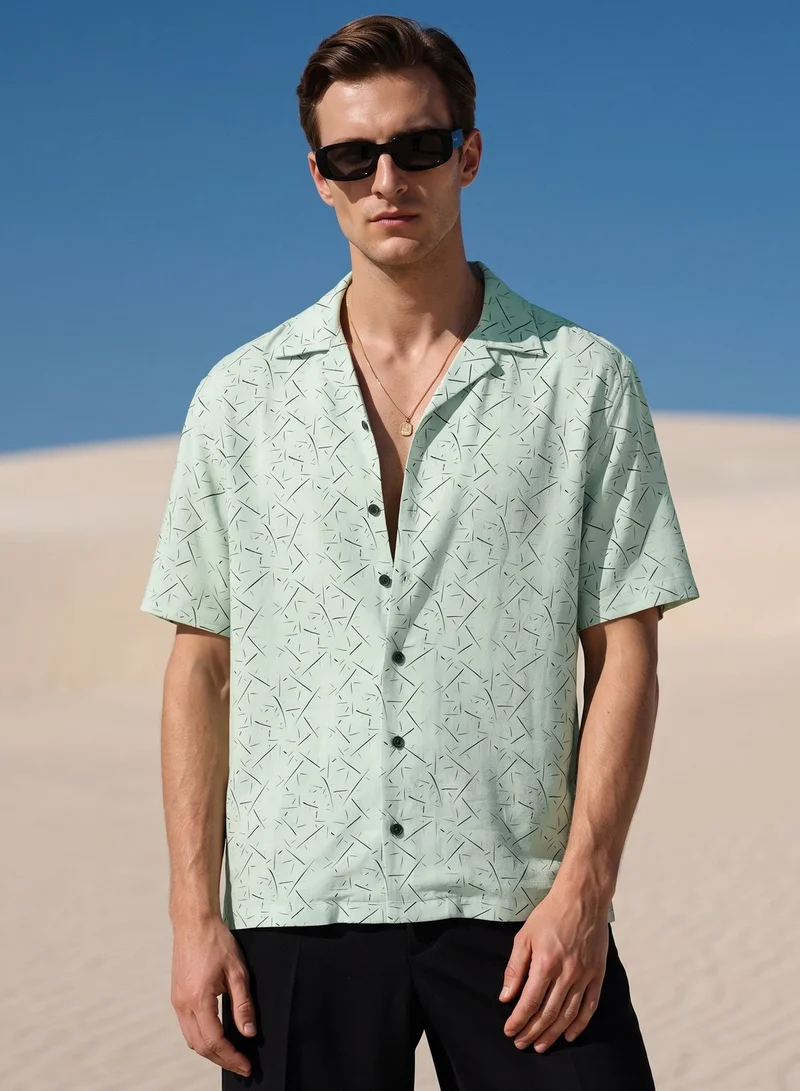 Tezhhomayaa Rough Notes Cuban Collared Shirt