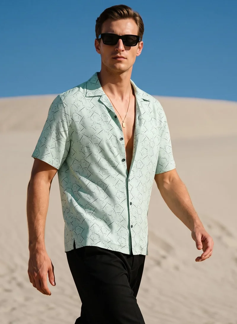 Tezhhomayaa Rough Notes Cuban Collared Shirt
