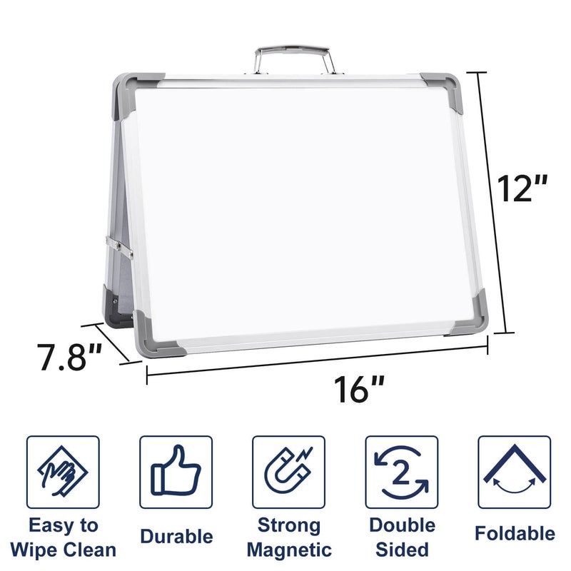TSJ OFFICE Small Dry Erase White Board - TSJ OFFICE 12" x 16" Mini Easel Desktop Double Sided Whiteboard, Portable Magnetic Board on Table Top with Holder for Drawing, Teacher Instruction, Memo Board - Image 2