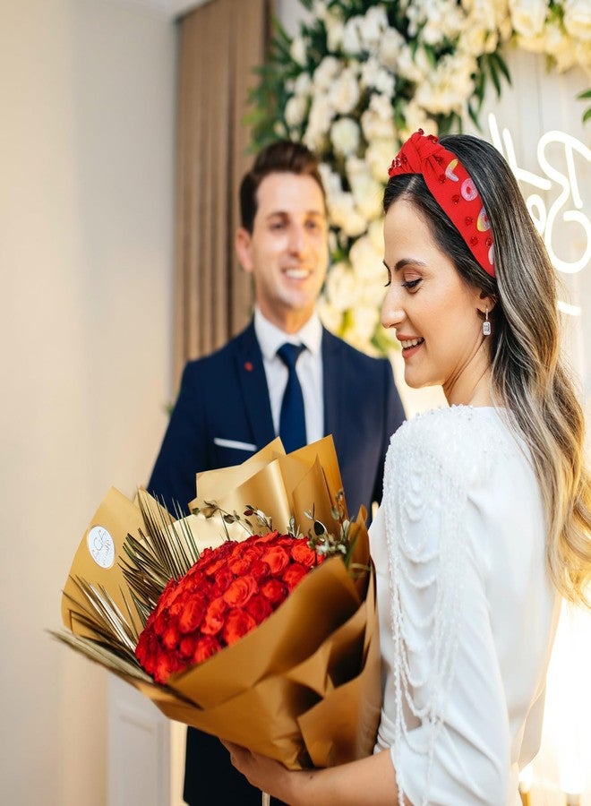 Amariver Valentine’s Day Headband for Women Red Love Headband Jeweled Rhinestone Head Bands Crystal Wide Knotted Hair Band Valentine’s Day Hair Accessories for Women Girls Holiday Gift - Image 4