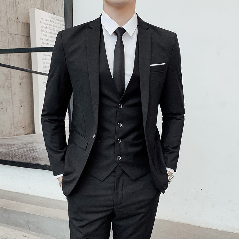 Men'S Men'S Suit Men'S Korean-Style Slim-Fit Professional Suit Men'S Three-Piece Wedding Best Man Dress Men - Image 2