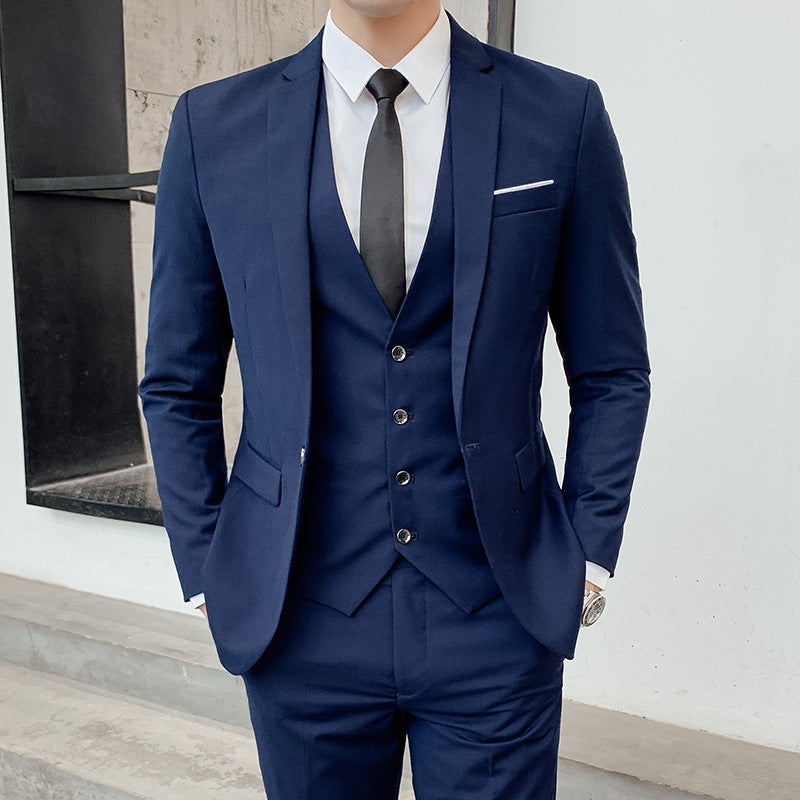 Men'S Men'S Suit Men'S Korean-Style Slim-Fit Professional Suit Men'S Three-Piece Wedding Best Man Dress Men - Image 1