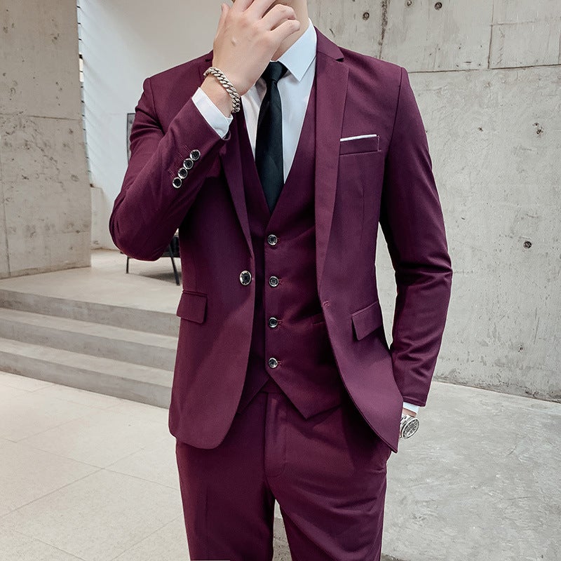 Men'S Men'S Suit Men'S Korean-Style Slim-Fit Professional Suit Men'S Three-Piece Wedding Best Man Dress Men - Image 4