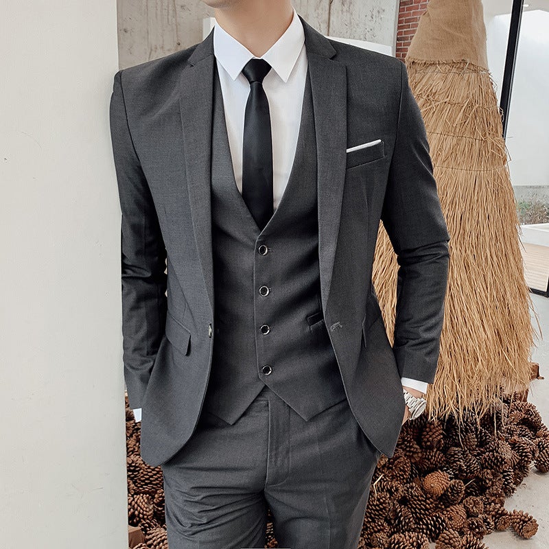 Men'S Men'S Suit Men'S Korean-Style Slim-Fit Professional Suit Men'S Three-Piece Wedding Best Man Dress Men - Image 5