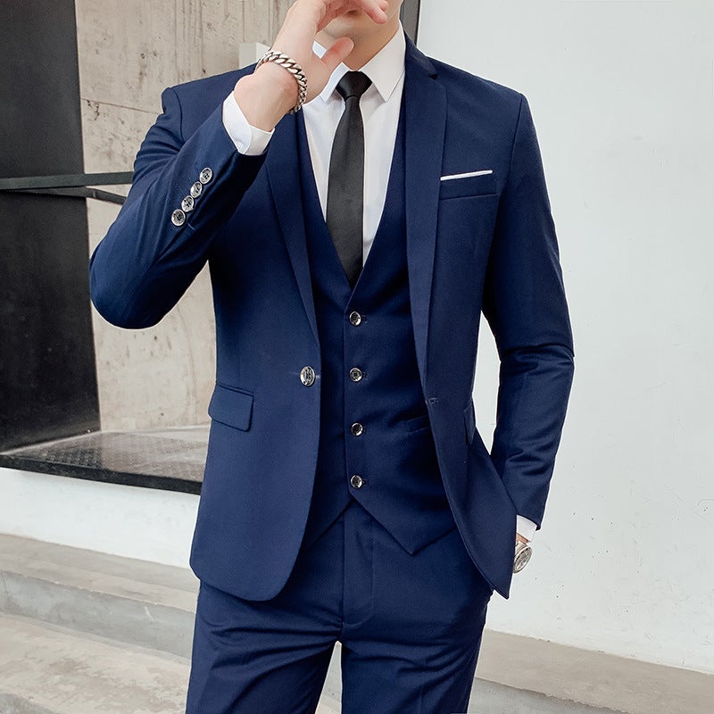 Men'S Men'S Suit Men'S Korean-Style Slim-Fit Professional Suit Men'S Three-Piece Wedding Best Man Dress Men - Image 3