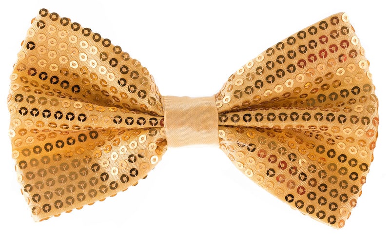 Man of Men Gold Bow Tie for Men - Sequin Bow Ties for Men - Pre-tied Adjustable Length Bowtie, Many Colors to Choose From (Gold) - Image 1