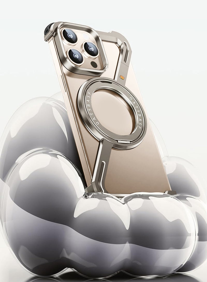 CATANES (for iPhone 16 Pro Max) 3 Pack Case and 2 Screen Protectors 360° Rotation, Aluminum and Metal Stand, Frameless, Shock Grade Protective Case Silver - Image 4