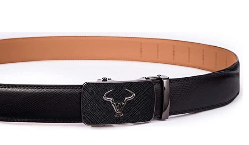 Contacts Genuine Leather Belt for Men with Autolock Buckle - Micro Adjustable Belt Fit Everywhere | Formal & Casual | Elegant Gift Box (Black Saffiano) - Image 3