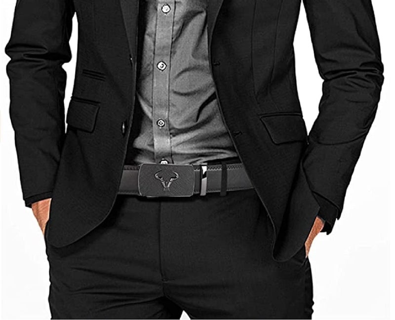 Contacts Genuine Leather Belt for Men with Autolock Buckle - Micro Adjustable Belt Fit Everywhere | Formal & Casual | Elegant Gift Box (Black Saffiano) - Image 5