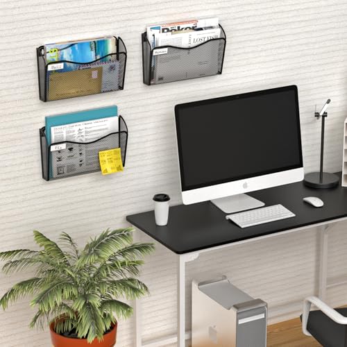BOHDK Wall File Organizer, Mesh Hanging File Organizer, Home Office Organization and Storage, 6 Single Pockets Document Magazine Rack - Image 2