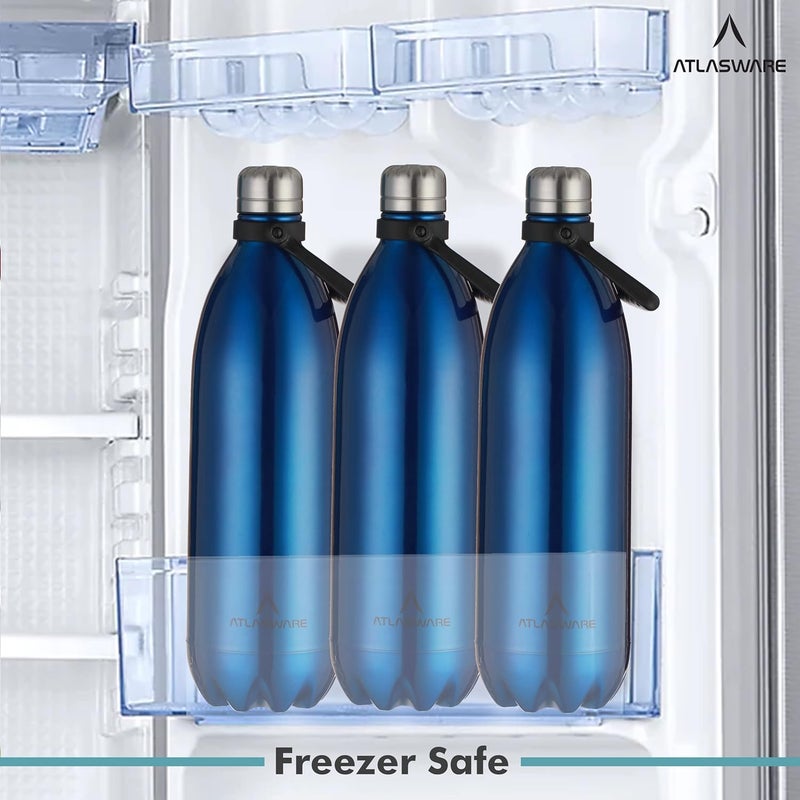 Atlasware Stainless Steel Hot & Cold Vacuum Bottle (1750 ml) - Blue - Image 5