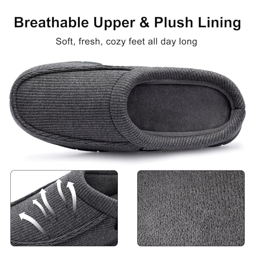 ULTRAIDEAS Men's House Slippers, Indoor Outdoor House Shoes with Non-slip Rubber Sole, Summer Breathable Cotton Blend & Winter Warm Fuzzy Moccasin Slippers, Machine Washable Memory Foam, Gift for Father(Cool Grey, 9-10) - Image 4