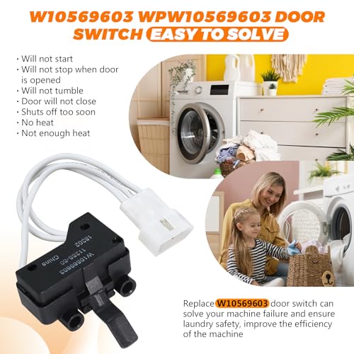 Blutoget W10569603 Dryer Door Switch by Blutoget - Compatible for Whirlpool May-tag Ken-more Crosley Dryer & Washer Dryer Switch - W10569603 Door Switch Replace AP6023103 WPW10569603 PS11756443 EAP11756443 - Image 3