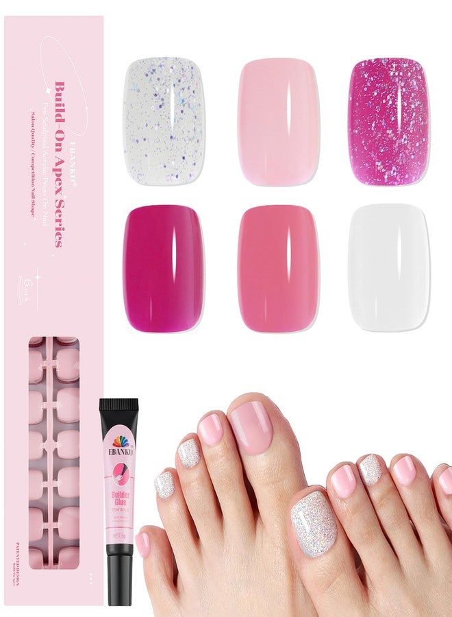 EBANKU Press On Toenails Short, 216 Pcs Square Toe Nail Tips Solid Color False Toenails 18 Sizes Press On Nails Full Cover Nail Tips for Nails DIY Salon Home - Image 1