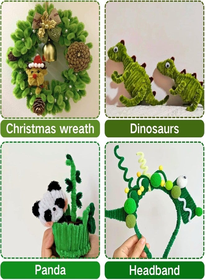 Velme Craft 100Pc Pipe Cleaners Craft Set | Chenille Stem Fuzzy Sticks DIY Craft Supplies for Art Projects Activities, Decorations, Flower Making, Modeling & Sculpting (Olive green) - Image 3