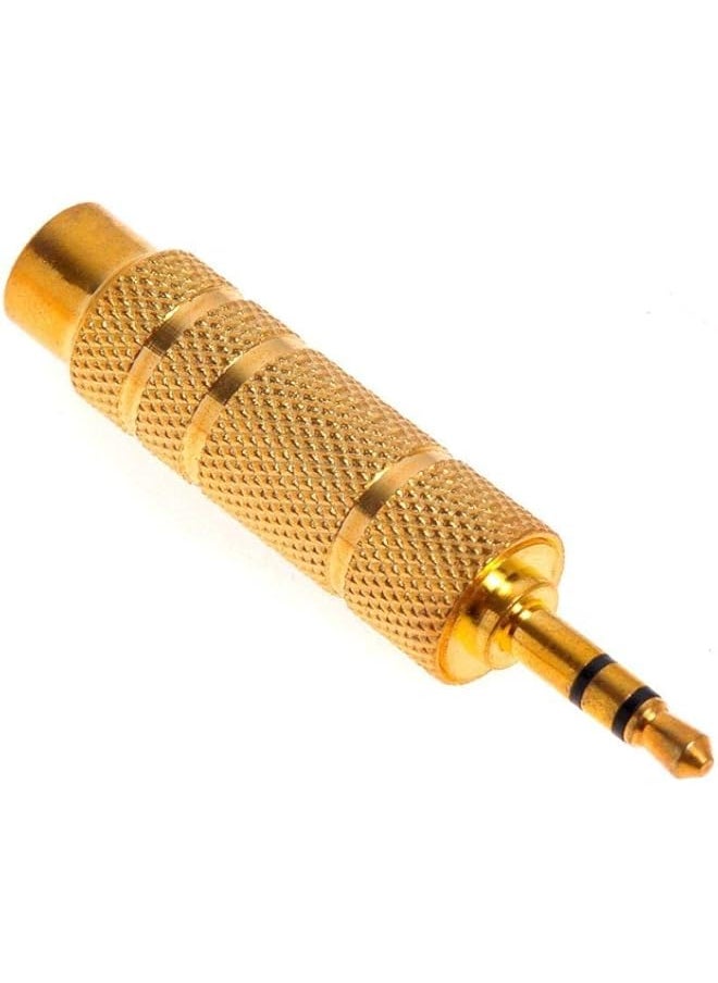 Generic - Universal Brass Gold Plated 3.5mm (1/8 inch) Male to 6.35mm (1/4 inch) Female Stereo Audio Adapter Jack Connector - Image 1