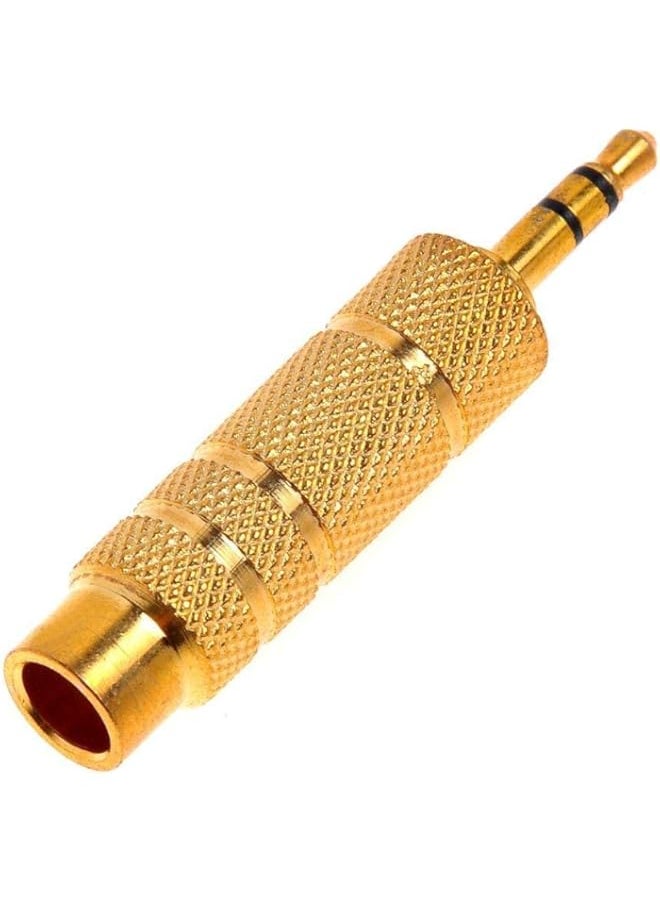 Generic - Universal Brass Gold Plated 3.5mm (1/8 inch) Male to 6.35mm (1/4 inch) Female Stereo Audio Adapter Jack Connector - Image 1