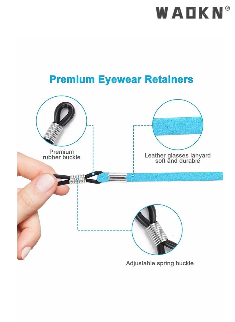 WAOKN - 5PCS Leather Eyeglass Straps, Adjustable Eyewear Retainers, Non-slip Eyeglass Chains Lanyard, Silicone Eyeglasses Sports Rope,Sport Sunglass Retainer Holder Strap for Men Women Kids - Image 1