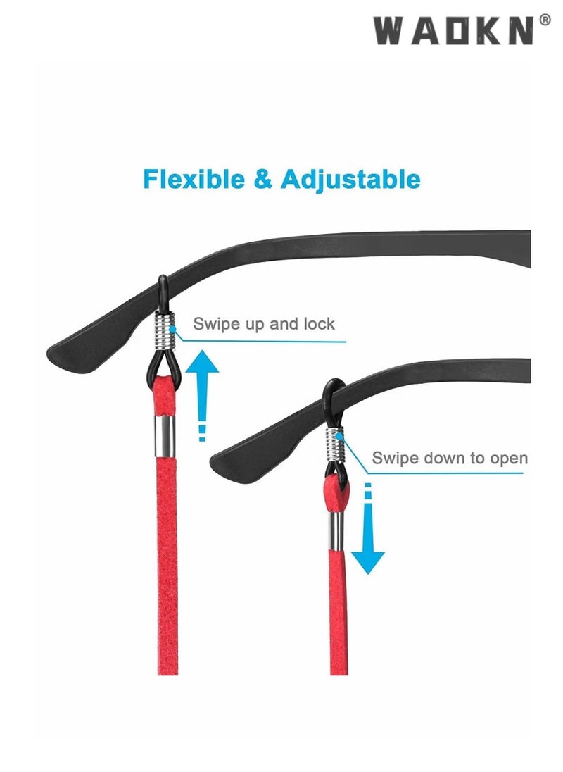 WAOKN - 5PCS Leather Eyeglass Straps, Adjustable Eyewear Retainers, Non-slip Eyeglass Chains Lanyard, Silicone Eyeglasses Sports Rope,Sport Sunglass Retainer Holder Strap for Men Women Kids - Image 1