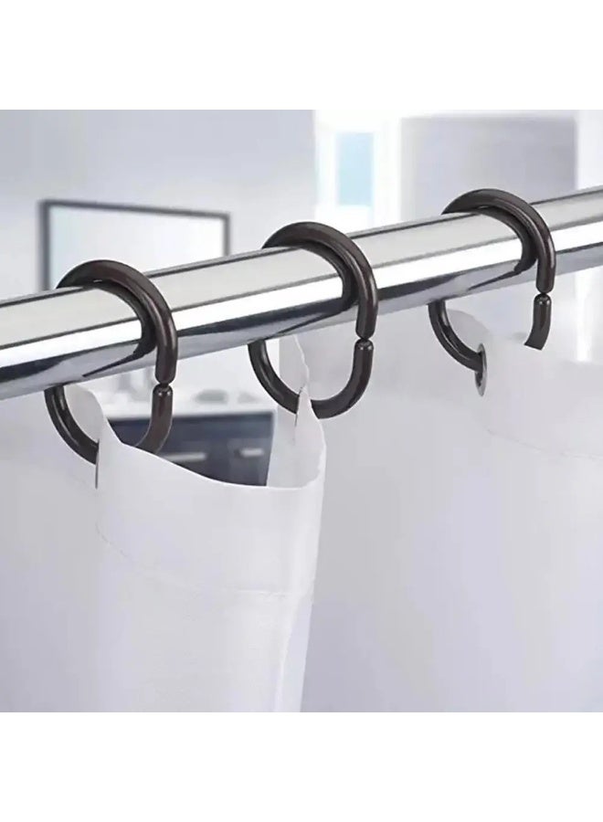 ستارة الحمام السنانير C شكل دش الستار خواتم للحمام دش رود نافذة الستائر شماعات (أسود، 24 حزمة) - Image 4