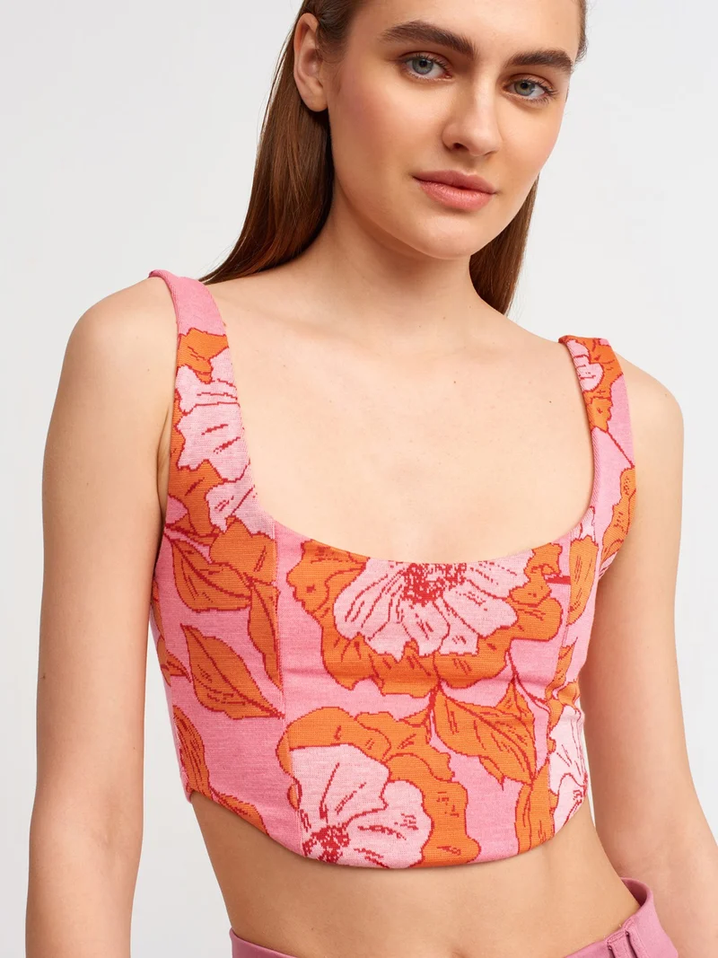 Dilvin Pink Floral Bustier