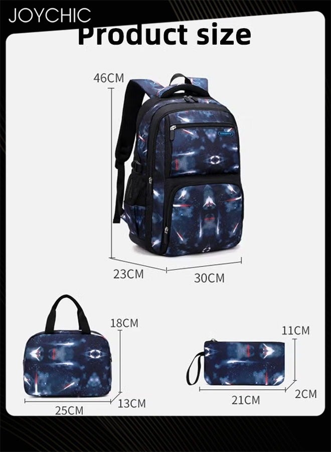 Joychic حقائب ظهر مدرسية غير رسمية للأطفال في المرحلة الابتدائية متينة وخفيفة الوزن حقيبة مدرسية قابلة للتنفس مجموعة حقيبة ظهر فضاء سماء مرصعة بالنجوم مع حقيبة غداء - Image 5