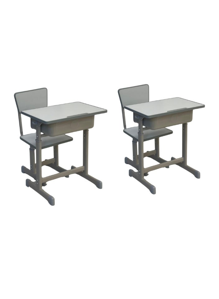 SMART HOME Children's Study Desk Set, 2 Tables +2 Chairs | Study Table and Chair Set with Fiberglass Top and Iron Legs | Table Size: 60x40x80 cm and Chair Size: 30x34x50 cm | Adjustable Home Study Set  - Image 1