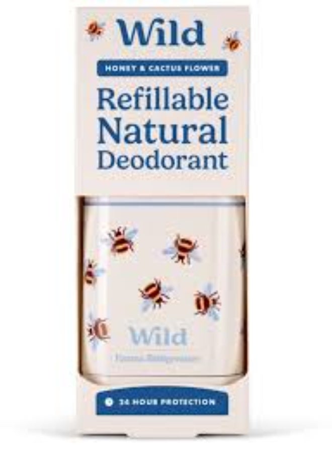 وايلد مزيل عرق طبيعي قابل لإعادة التعبئة مع علبة برائحة العسل وزهرة الصبار 40 جرام - Image 4