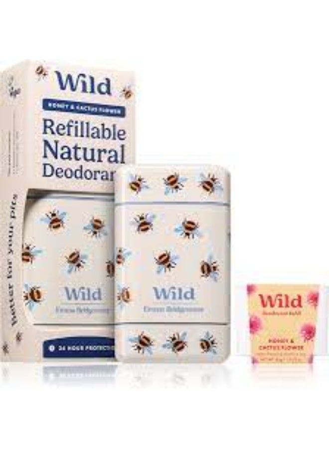 وايلد مزيل عرق طبيعي قابل لإعادة التعبئة مع علبة برائحة العسل وزهرة الصبار 40 جرام - Image 3