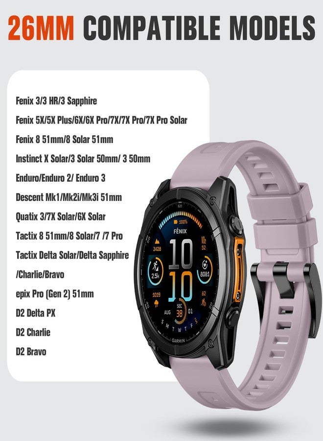 Dirrelo Quickfit 26 Watch Bands Compatible with Garmin Fenix 5X Plus Watch Band Fennix 3 HR, Soft Silicone Sport Wristband Strap for D2 Charlie/ D2 Bravo/ D2 Delta PX/Epix 2 Pro 51mm - Image 2