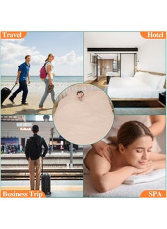 Sharpdo 4 PCS Disposable Bed Sheets Travel Sheets for Hotel Disposable Sheets for Bed Travel Bedding Cover Portable Sheet with 1 Quilt Cover 1 Sheet and 2 Pillowcase for Travel Business Trip Spa Hotel 220*240cm  - Image 3