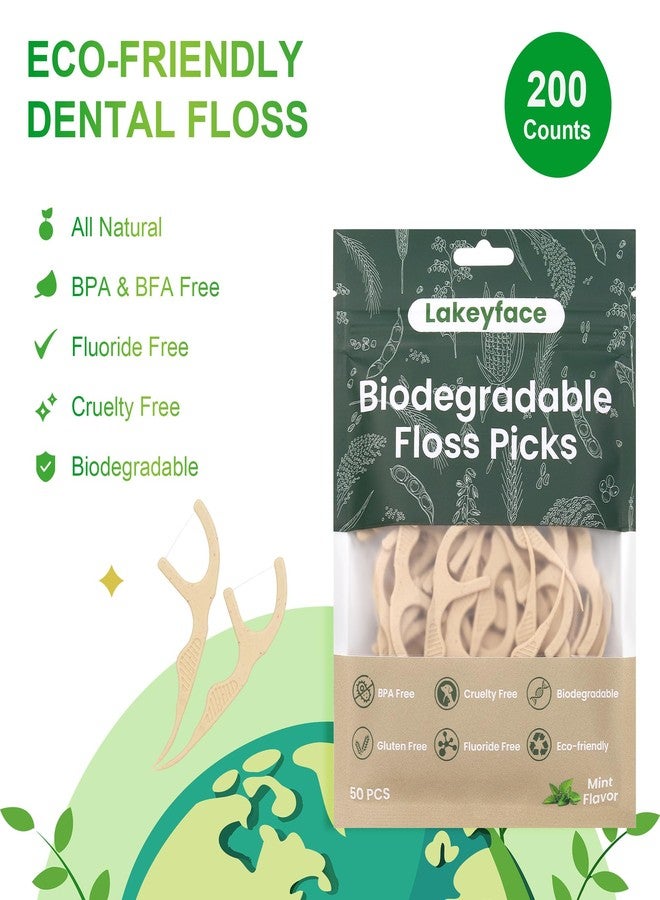 Lakeyface Biodegradable Dental Floss Picks 200 Count, Plant Based Eco-Friendly Dental Floss Picks for Adults, Tear Resistant Dental Floss Picks with Wide Handles - Image 4