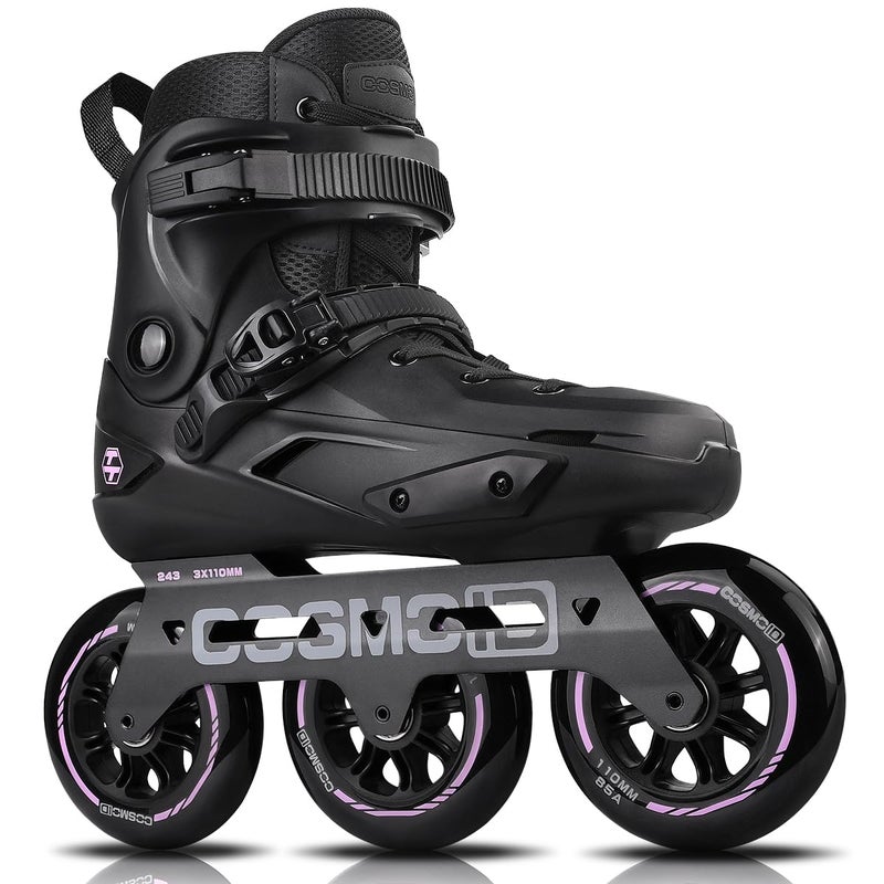 COSMOID Adult Inline Skate - COSMOID High Performance Roller Skates Blades for Women & Men, 3 Wheels 110mm Metal Frame,Indoor Outdoor and Fitness Black - Image 1