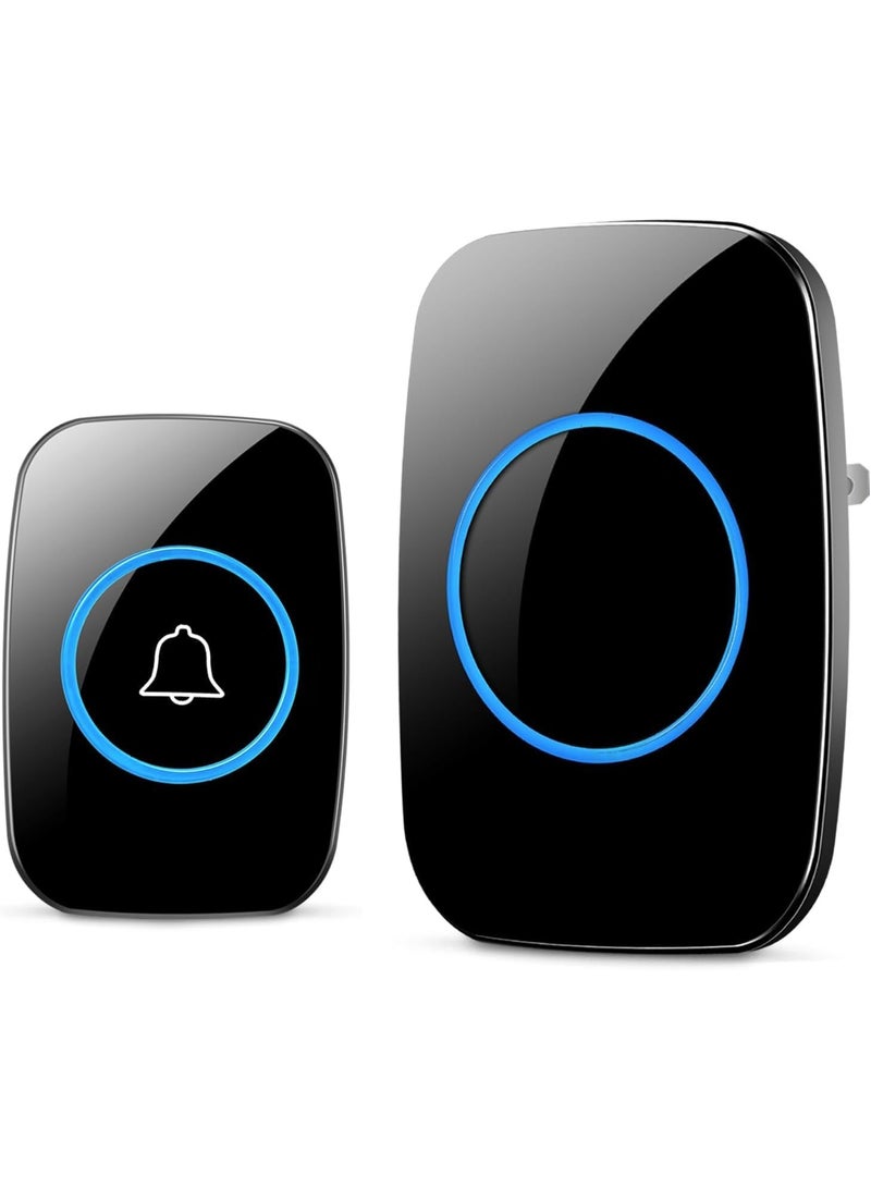 Wireless Doorbell, Waterproof Door Bell Kit, Distinguish Front and Rear Doors, Over 1000 feet Range and 60 Chime, 5 Levels Volume and LED Flash, for Home Office Classroom - Image 1