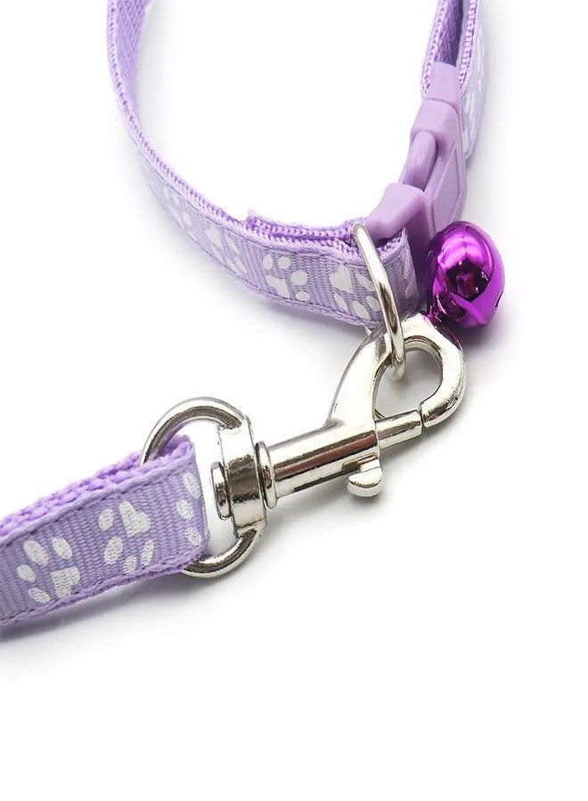 WeimoMonkey XXS Dog Collar with Bell Leash Set, Nylon Basic Reflective Puppy Collars Paw Print for Boys Girls Xs Small Cat Pet Animal Litter Tiny Kitten,Pale Purple - Image 5