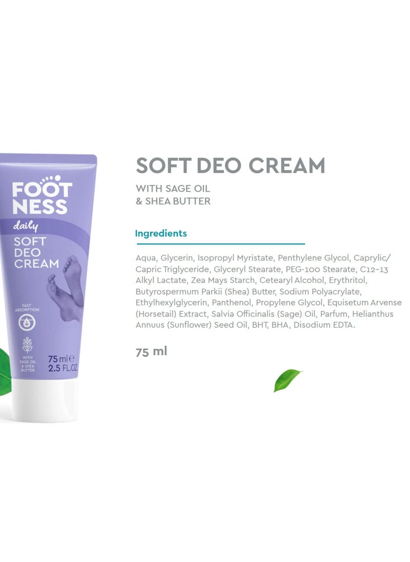Footness - Soft Deo Foot Cream | Sage Oil Shea Butter for Women and Men | 75ml - Image 1