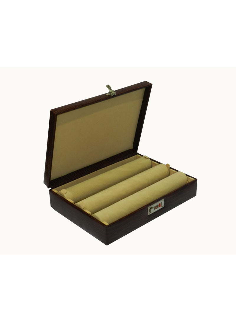 LAVERI LEATHER Laveri Genuine Leather Bracelet Jewelry Box with 3 Removable Rolls - Holder Stores Bracelets, Bangles & Watches Bangle Vanity Box REMOVABLE Vanity Box Removable Vanity Box  - Image 4