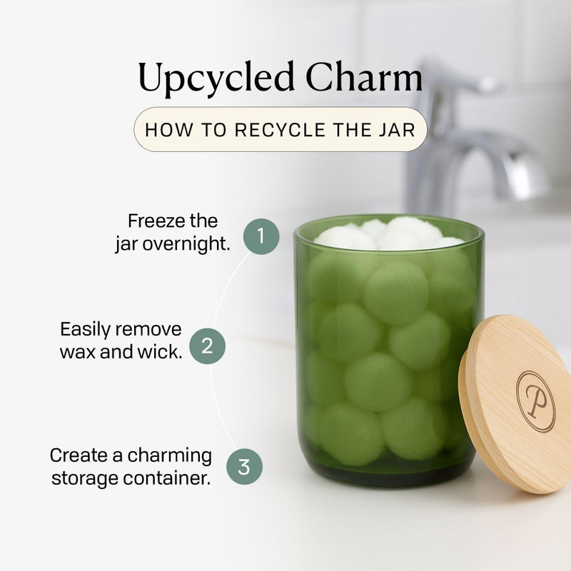 Paddywax Eco Collection Scented Soy Wax Candle in Glass Jar, Bordeaux Fig & Vetiver Fragrance, Green Vessel with Wood Lid, 8 oz - Image 5