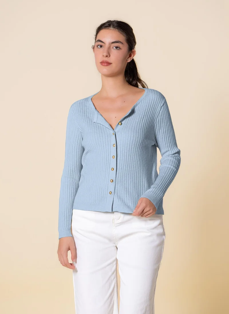 SHAPES DETAILED KNIT LONG SLEEVE TOP