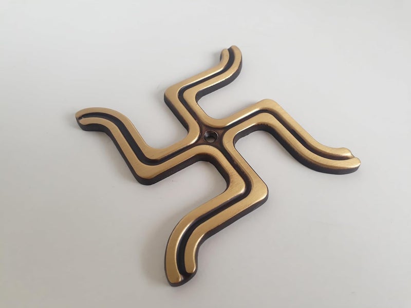 Palermo | Brass Swastik Hanging | Main Door Decoration | Gold | Vintage Theme | 90 x 90 mm | Indoor Use | Brass Craft for Home Entrance - Image 5