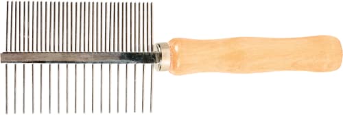 Trixie Double Sided Comb for Dogs and Cats - Professional Pet Grooming Tool for Detangling and Shedding Control - Medium and Wide Teeth with Wooden Handle, 17 cm - Image 2