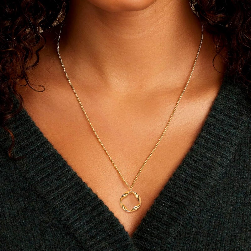 Aisansty Layered Circle Choker Necklace Handmade Gold Plated Twist Circle Pendant Dainty Rhombus Link Chain Adjustable Gold Necklaces Set for Women - Image 5