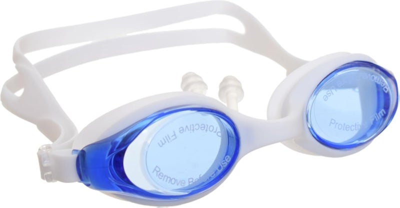 Silicone Swimming Goggles With Ear Plugs - White