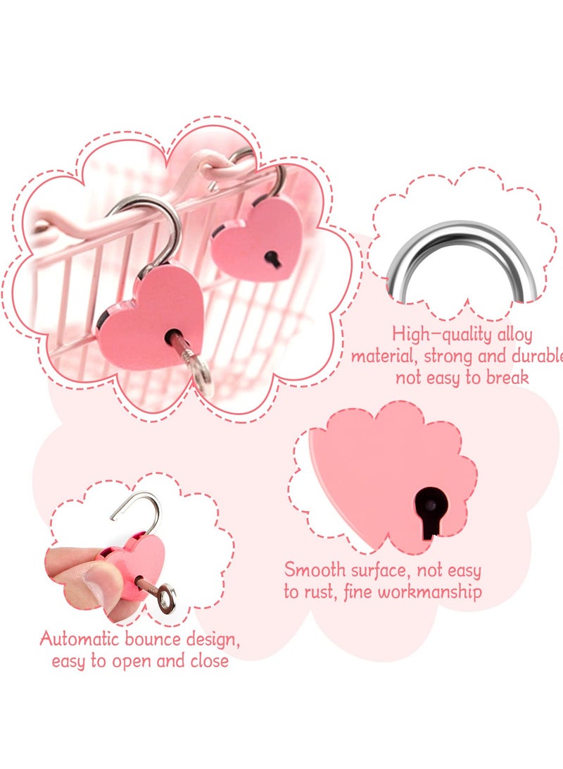 SYOSI 7 Piece Small Padlock Mini Lock Alloy Heart Shaped Lock with Key Suitcase Lock Lock Locker Decorative Diary Lock Love Decorative Lock for Box Diary Luggage (Multi Color) - Image 3
