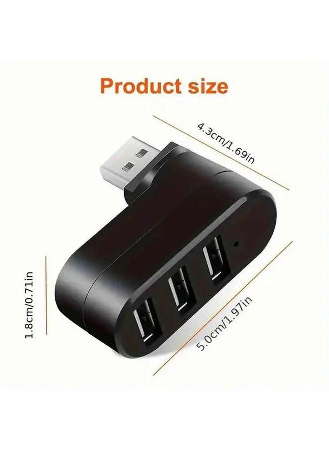 مُحَوِّل USB أبيض 3 منافذ قابل للدوران 180 درجة قابل للتعديل لنقل البيانات عالي السرعة للكمبيوتر المحمول والكمبيوتر الشخصي - Image 4