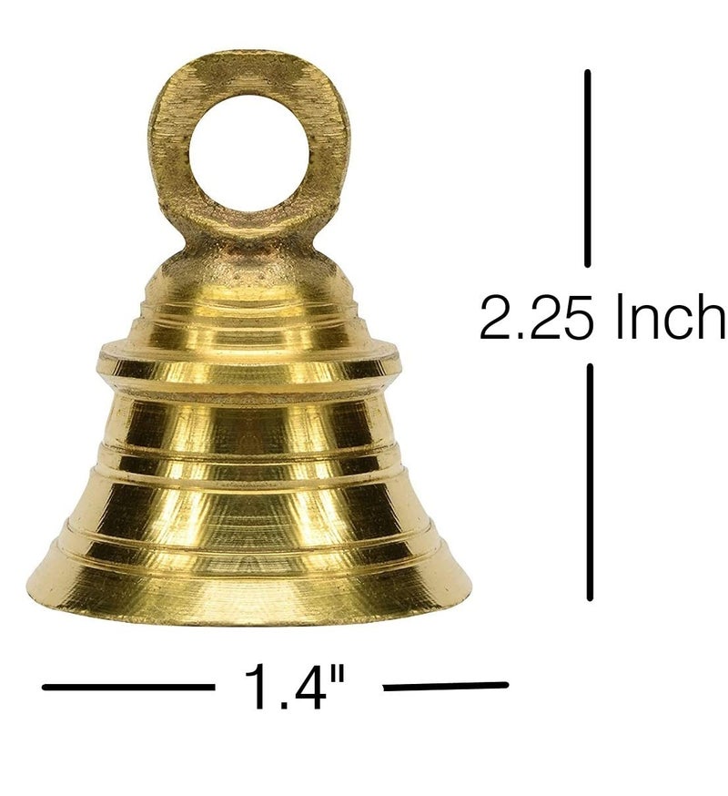 UAPAN Brass Hanging Bell for Home, Temple Decoration with J Hook Medium (2.5 inch, Pack of 6) - Image 2
