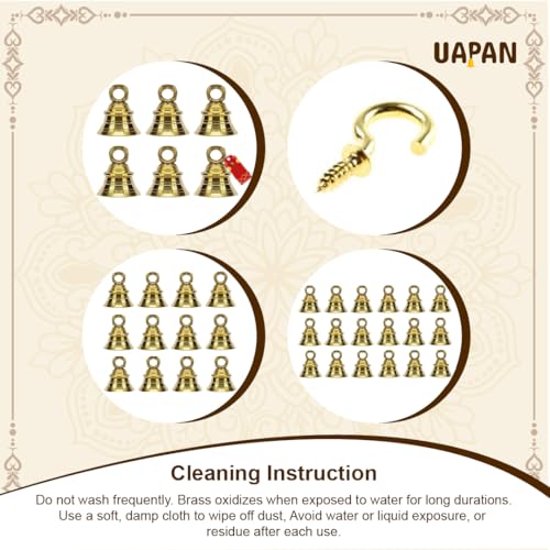 UAPAN Brass Hanging Bell for Home, Temple Decoration with J Hook Medium (2.5 inch, Pack of 6) - Image 4