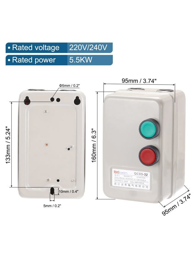 PATIKIL بدء تشغيل المحرك الكهربائي المغناطيسي، 380 فولت 5.5 كيلو واط 7.5 حصان، مفتاح مغناطيسي ثلاثي الطور لبدء تشغيل ضاغط الهواء - Image 2