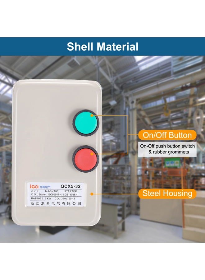 PATIKIL بدء تشغيل المحرك الكهربائي المغناطيسي، 380 فولت 5.5 كيلو واط 7.5 حصان، مفتاح مغناطيسي ثلاثي الطور لبدء تشغيل ضاغط الهواء - Image 3